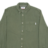 TOMMY JEANS Mens Plain Shirt Green Long Sleeve L