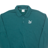 PUMA Mens Sweatshirt Green Collared XS