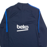 NIKE FC Barcelona Mens Football Shirt Jersey Blue Long Sleeve 1/4 Zip M