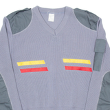 Mens Jumper Grey V-Neck Chunky Knit XS