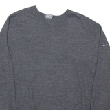 NIKE Mens Jumper Grey V-Neck Tight Knit Wool 2XL