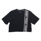 ADIDAS Cropped Womens T-Shirt Black Crew Neck XS