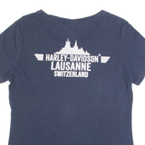 HARLEY DAVIDSON Switzerland Womens Biker T-Shirt Blue L