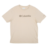 COLUMBIA Mens T-Shirt Beige Crew Neck L