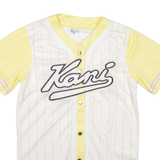 KARL KANI Striped Baseball Womens Jersey White V-Neck XS