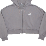 PUMA Cropped Womens Grey Hoodie Full Zip M