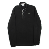 LACOSTE Mens Polo Shirt Black Long Sleeve L