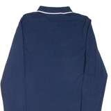 TOMMY JEANS Slim Fit Mens Polo Shirt Blue Long Sleeve L