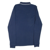 TOMMY JEANS Slim Fit Mens Polo Shirt Blue Long Sleeve L