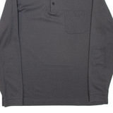 GLOBUS Mens Polo Shirt Grey Geometric Long Sleeve L