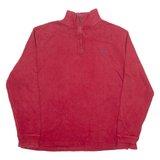 POLO RALPH LAUREN Mens Jumper Red 1/4 Zip Tight Knit L