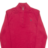 POLO RALPH LAUREN Mens Jumper Red 1/4 Zip Tight Knit S