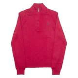 POLO RALPH LAUREN Mens Jumper Red 1/4 Zip Tight Knit S