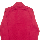 POLO RALPH LAUREN Mens Jumper Red 1/4 Zip Tight Knit S