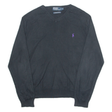 POLO RALPH LAUREN Mens Jumper Black 1/4 Zip Tight Knit XL
