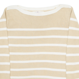 TOMMY HILFIGER Mens Patterned Jumper Beige Striped Tight Knit L