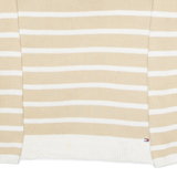 TOMMY HILFIGER Mens Patterned Jumper Beige Striped Tight Knit L