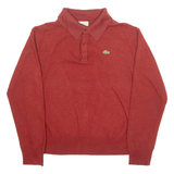 LACOSTE Mens Jumper Orange Collared Tight Knit XS
