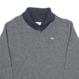 LACOSTE Boys Jumper Grey High Neck Waffle Knit L