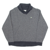 LACOSTE Boys Jumper Grey High Neck Waffle Knit L