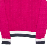 LACOSTE Womens Jumper Pink Cable Knit XL