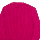 LACOSTE Womens Jumper Pink Cable Knit XL
