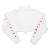 ADIDAS Cropped Womens Sweatshirt White UK 4
