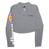 ELLESSE Cropped Womens Sweatshirt Grey 1/4 Zip S