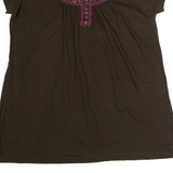 WHITE STUFF Womens T-Shirt Green Button Neck UK 12