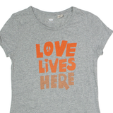 LEVI'S Love Lives Here Womens T-Shirt Grey Crew Neck S