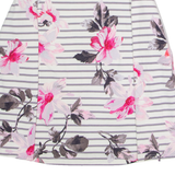 JOULES Striped Floral Womens T-Shirt White Long Sleeve UK 10