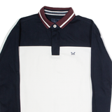 CREW CLOTHING Rugby Mens Polo Shirt White Colourblock Long Sleeve S