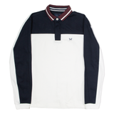 CREW CLOTHING Rugby Mens Polo Shirt White Colourblock Long Sleeve S