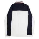 CREW CLOTHING Rugby Mens Polo Shirt White Colourblock Long Sleeve S