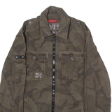 RIVER ISLAND Mens Military Jacket Brown Camouflage S