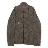 RIVER ISLAND Mens Military Jacket Brown Camouflage S