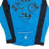 CRANE Cycling Mens Jersey Blue Long Sleeve 1/2 Zip S