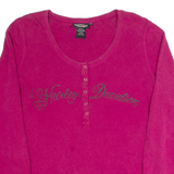 HARLEY DAVIDSON Womens Biker T-Shirt Pink Long Sleeve Button Neck L