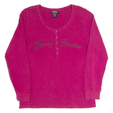 HARLEY DAVIDSON Womens Biker T-Shirt Pink Long Sleeve Button Neck L