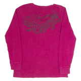 HARLEY DAVIDSON Womens Biker T-Shirt Pink Long Sleeve Button Neck L
