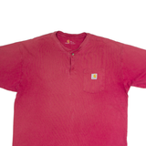 CARHARTT Mens T-Shirt Red Button Neck XL