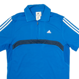 ADIDAS Mens T-Shirt Blue 1/4 Zip M