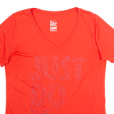 NIKE Womens T-Shirt Red V-Neck L