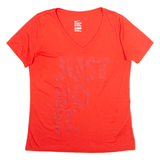 NIKE Womens T-Shirt Red V-Neck L