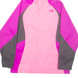 THE NORTH FACE Girls Rain Coat Pink Hooded Colourblock XL