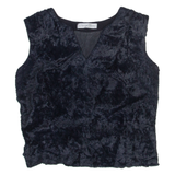 ELEONORA MANTO Womens Vest Black V-Neck Sleeveless 90s S