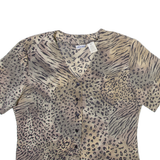 ANNA Womens Printed Shirt Grey V-Neck Animal Print M