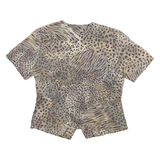 ANNA Womens Printed Shirt Grey V-Neck Animal Print M