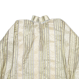 Sheer Womens Printed Blouse Gold High Neck Long Sleeve Striped M