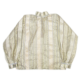 Sheer Womens Printed Blouse Gold High Neck Long Sleeve Striped M